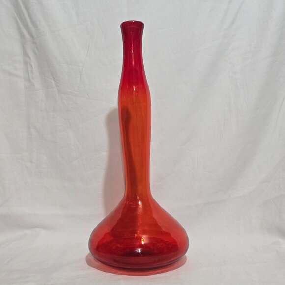 Vtg Blenko Genie Bottle Decanter - Orange - Picture 4 of 9